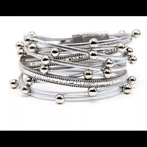 Silver, black, or gray silver bead magnetic bracelet.